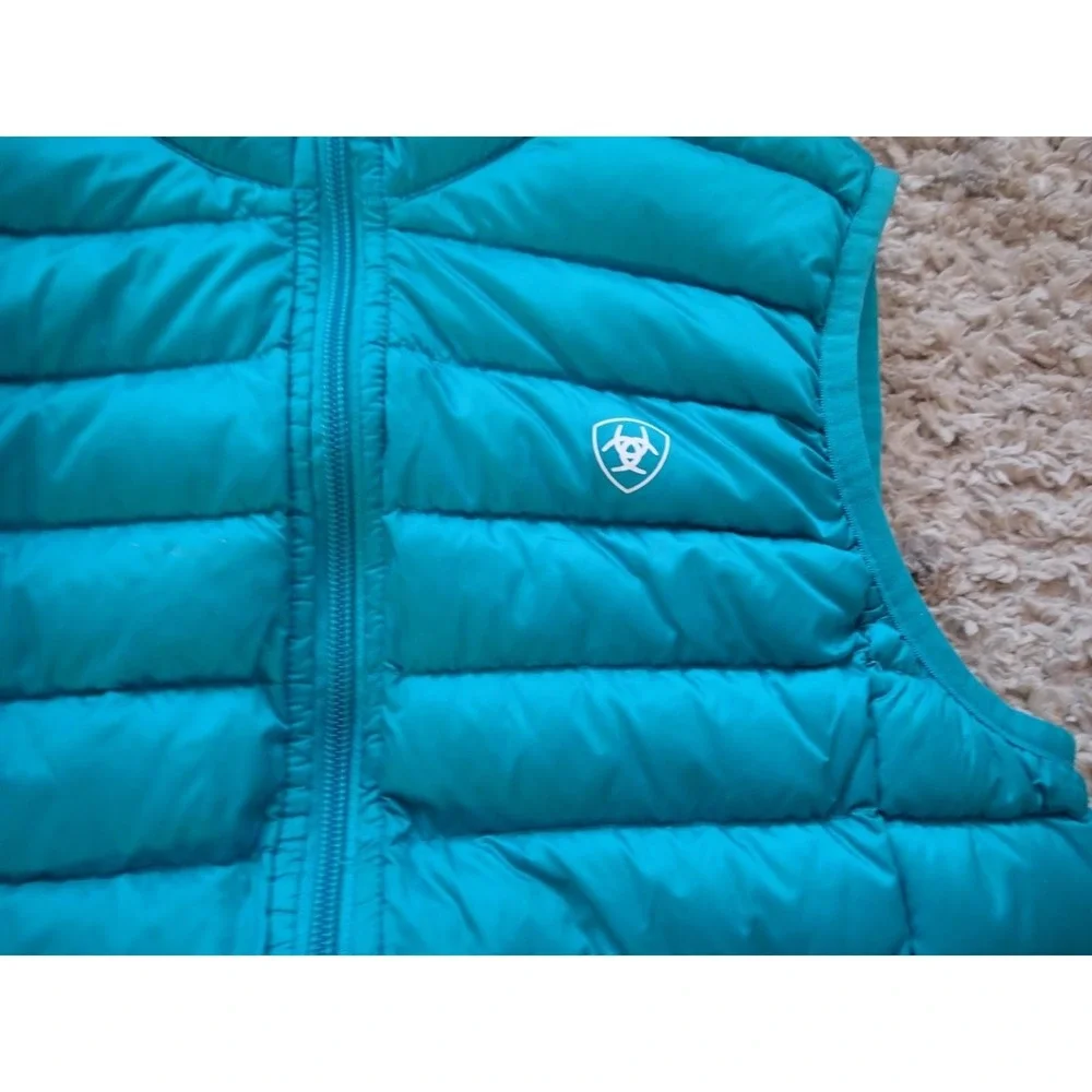 Ariat‎ Ideal Down Vest Girls Small Teal Blue Excellent Lightweight Puffer